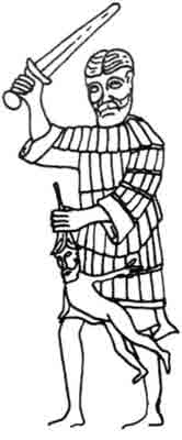 1'ис. 14. Воин в ламеллярном доспехе. Барельеф из Швеци . конец XII — начало XIII в.